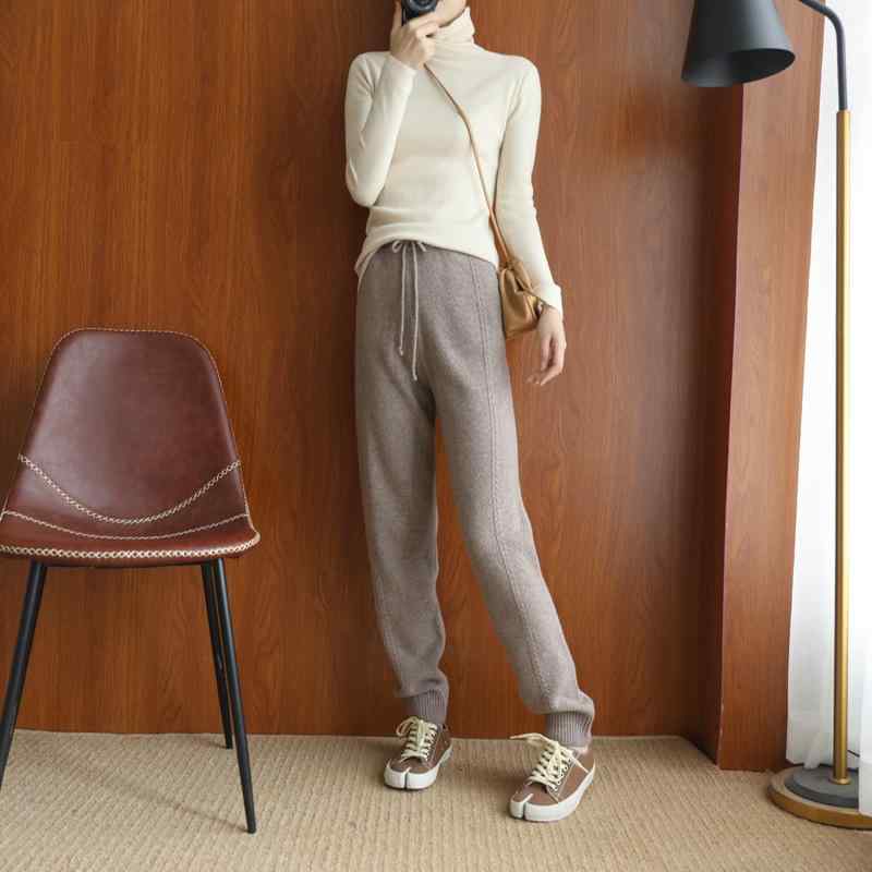 パンツ レディース ウール ニットパンツ テーパードパンツ 運動着 リラックスパンツ ウエストゴム 紐付き カジュアル 普段使い 部屋着 あったか 秋冬|シャドーテール
