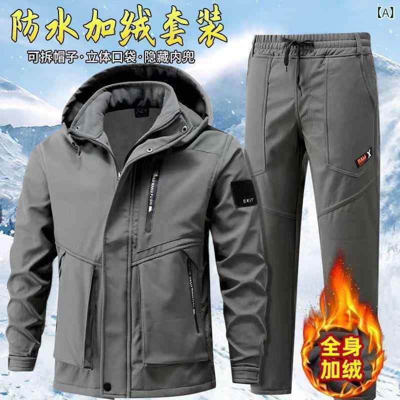 マウンテンパーカー レディース メンズ 防風 防水 防寒 登山ウェア アウトドア ウェア 上下セット 作業服 秋冬用 釣り 登山 キャンプ グランピング S M L XL 2L 3L グレー 黒 ブラック カーキ グリーン
