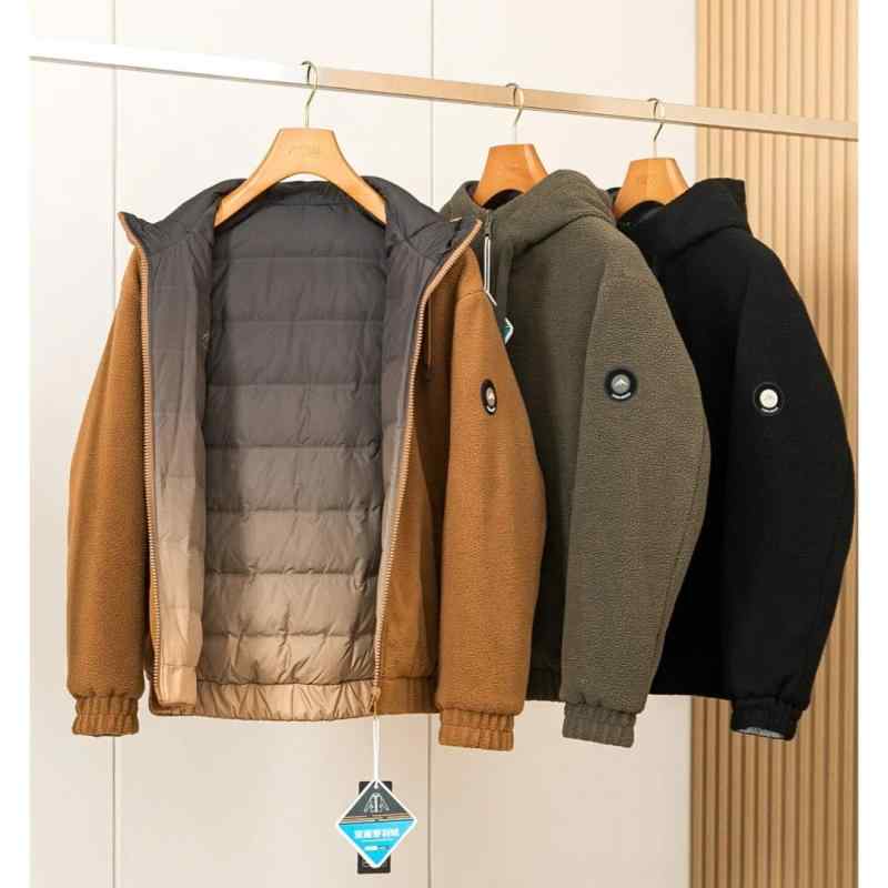 落ちこむ上衣 成人男性用 両面着付ける 300g フリース 羊羔毛 朦々たる 防寒 保温 秋冬 立襟 濫りがわしい