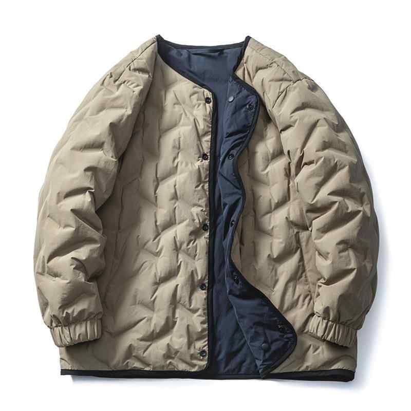 羽?服 メンズ レディース 防寒 アウトドア 撥水産業 立襟 リヴァーシブル 白ダックダウン 冬 カーキ色