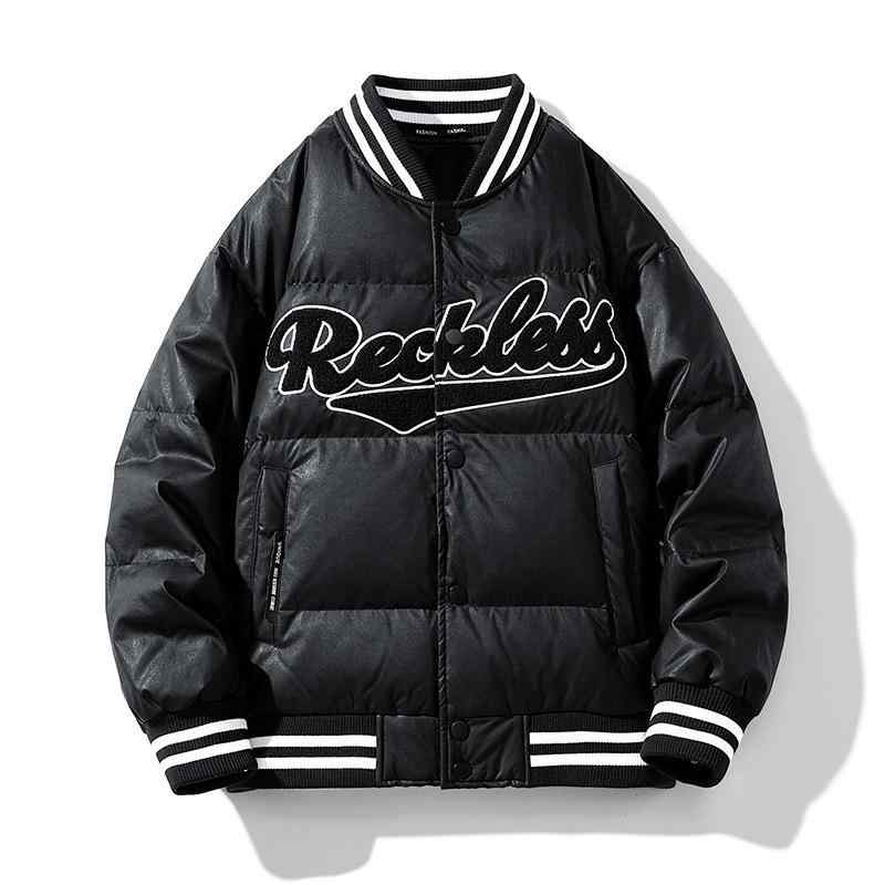 羽?服 メンズ 成人男性用 中綿入り口・入口 ベイスボール 上衣 上衣 前掛け アウター トップス 防寒 生あたたかい 肋筋 心地よい 表どおり スポーティ 黒いこと 黒 白いこと 白