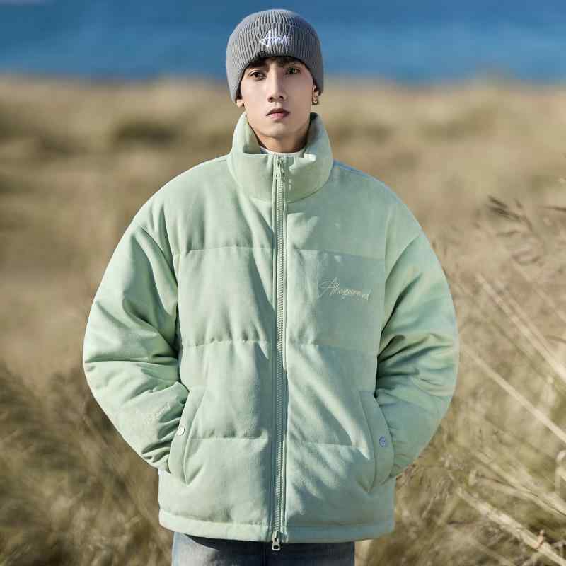 ダウンジャケット 男性用 秋冬 加厚 スエード 日系 レトロ スポーツ ミントグリーン 玉ホワイト ・摩ピンク 幻影ブラック M L XL XXL XXXL