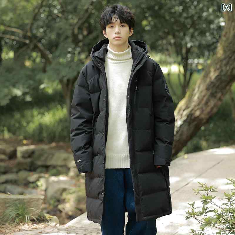 羽?服 成人男性用 中綿入り口・入口上衣 ボンネット付き添い人 防風 防寒 撥水 朦々たる 黒 白 アウター 前掛け 上衣 心地よい スポーティー アウトドア 普段使い走り 秋冬