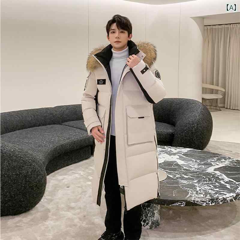羽?服 成人男性用 レディース 肌さむ地相応う グースダウン 厚地の外套 ボンネット付き添い人 立襟 防寒 保温 アウター 秋冬 アウトドア 心地よい 普段使い走り 黒いこと オートミール