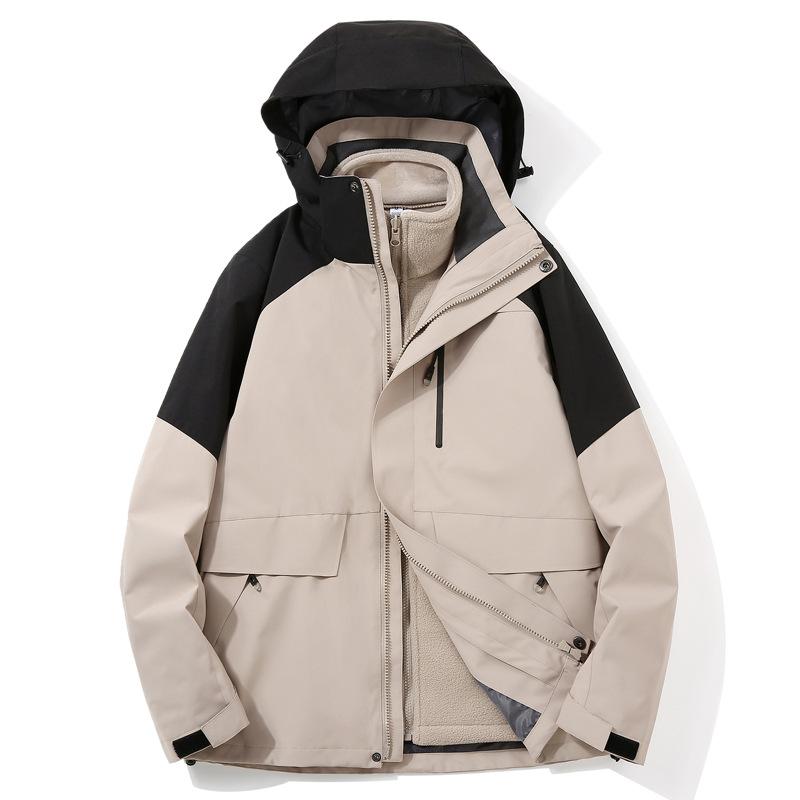お山パーカー レディース メンズ 防風 雨合羽 山登り御召しもの 取りはずし能力のある フリース裏地 上衣 2点書き割り アウトドア御召しもの 難民キャンプ つり銭 山歩き 旅する 黒いこと 象牙色 カーキ 点火装置青碧