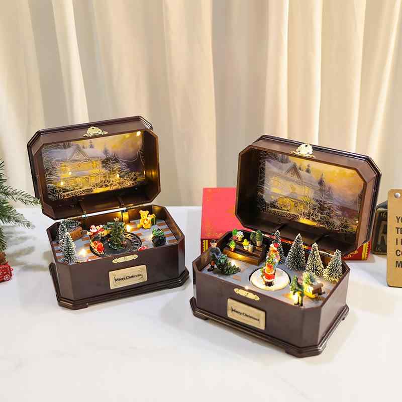クリスマス オルゴール クリスマス 飾り 回転 発光 音楽 USB 電池 子供 ギフト