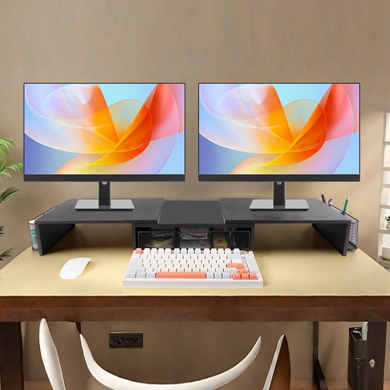 パソコン台 モニター台 卓上ラック ディスプレイスタンド 高さ調整可能 デスク収納 事務用品 ブラック