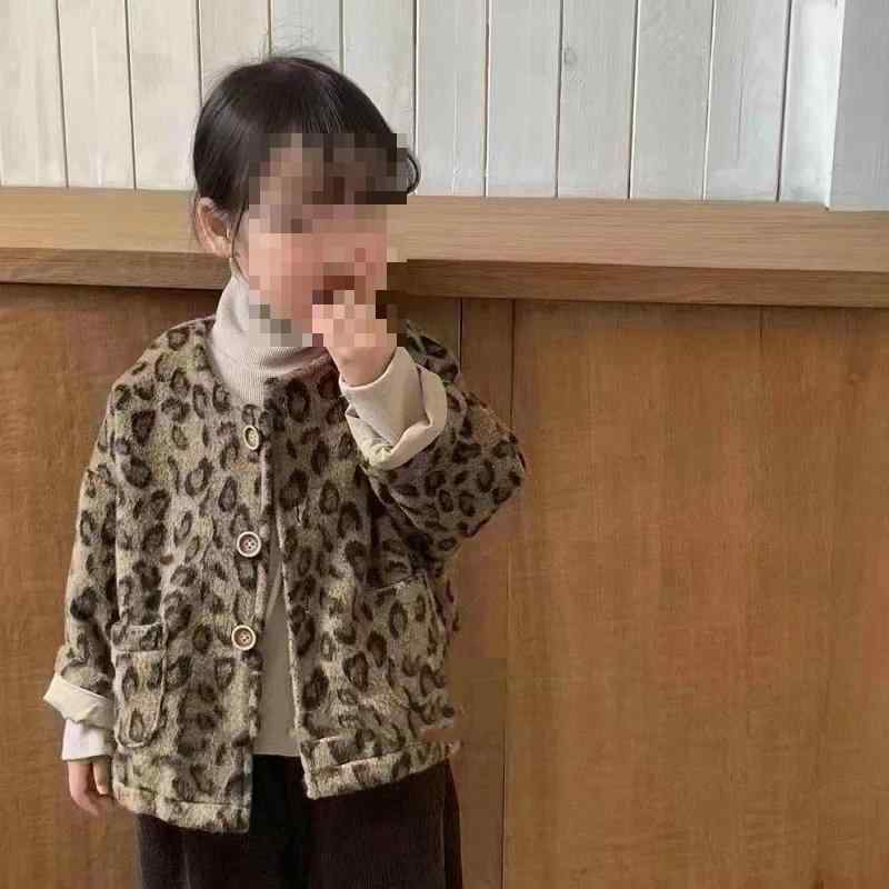 子供服 アウター 女の子 ヒョウ柄 カーディガン ジャケット 秋冬 ポリエステル かわいい 3歳 4歳 5歳 6歳 7歳 8歳 韓国風 普段着