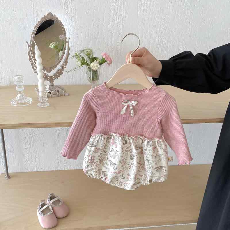 ベビー服 女の子 ロンパース カバーオール パンツ セット 長袖 綿 花柄 春秋 66cm 73cm 80cm 90cm 100cm