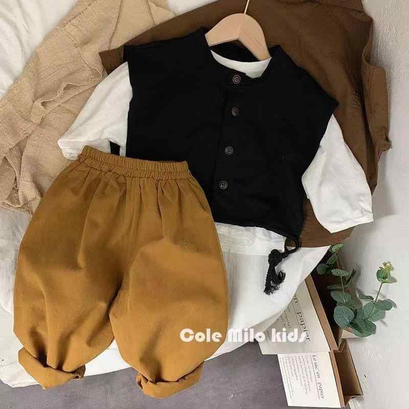 キッズ ボーイズ パンツセット 春秋 上下セット 3点セット 子供服 長袖 トップス パンツ ベスト おしゃれ かわいい 韓国風 ベビー 幼児 小学生 普段着 部屋着