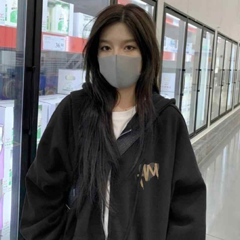 パーカー レディース プリント 裏起毛 厚手 おもしろい ストリート カジュアル ラグラン袖 長袖 ジップアップ フード付き アウター 白 灰色 ピンク 紺 ワインレッド 黒 M L XL XXL