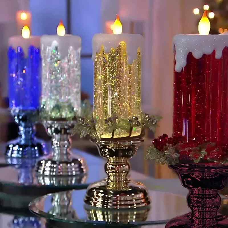 クリスマス ろうそく 燭台付き 蝋燭 飾り クリスマス パーティー イベント デコレーション 雰囲気作り
