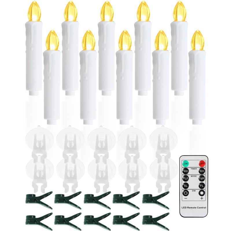 LEDキャンドル クリスマスツリー装飾用 吸盤 クリップ付き 暖白色ライト 電池式 リモコン付き
