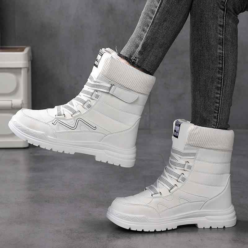 スノーブーツ レディース 防寒 高・辞 裏起毛 厚底 防滑 筒丈15cm 冬用 綿靴 ラウンドトゥ 白 黒 36 37 38 39 40 41 42