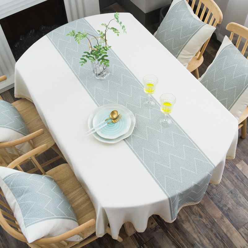 テーブルクロス 北欧 楕円形 高級感 綿麻 クリスマス ヘラジカ柄 防滑 耐摩耗 防塵 耐熱 美化装飾 ホワイト グレー コーヒーカラー ストライプ レース