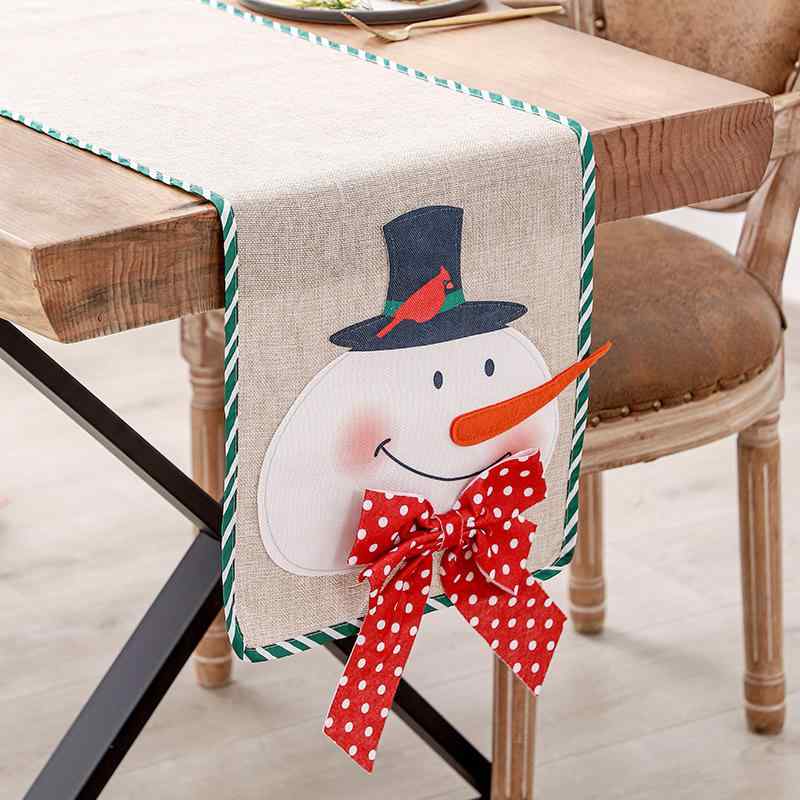 テーブルランナー クリスマス ホームパーティー テーブルクロス 断熱マット 雪だるま柄