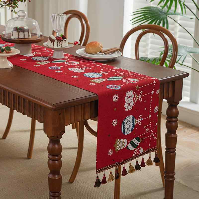 テーブルランナー クリスマス テーブルクロス 食卓カバー 飾り クロス 長方形 センタークロス ティーテーブル キャビネット ベッドランナー 花柄 ポリエステル 赤色 緑色 35×120cm 35×140cm 35×160cm 35×180cm 35×2