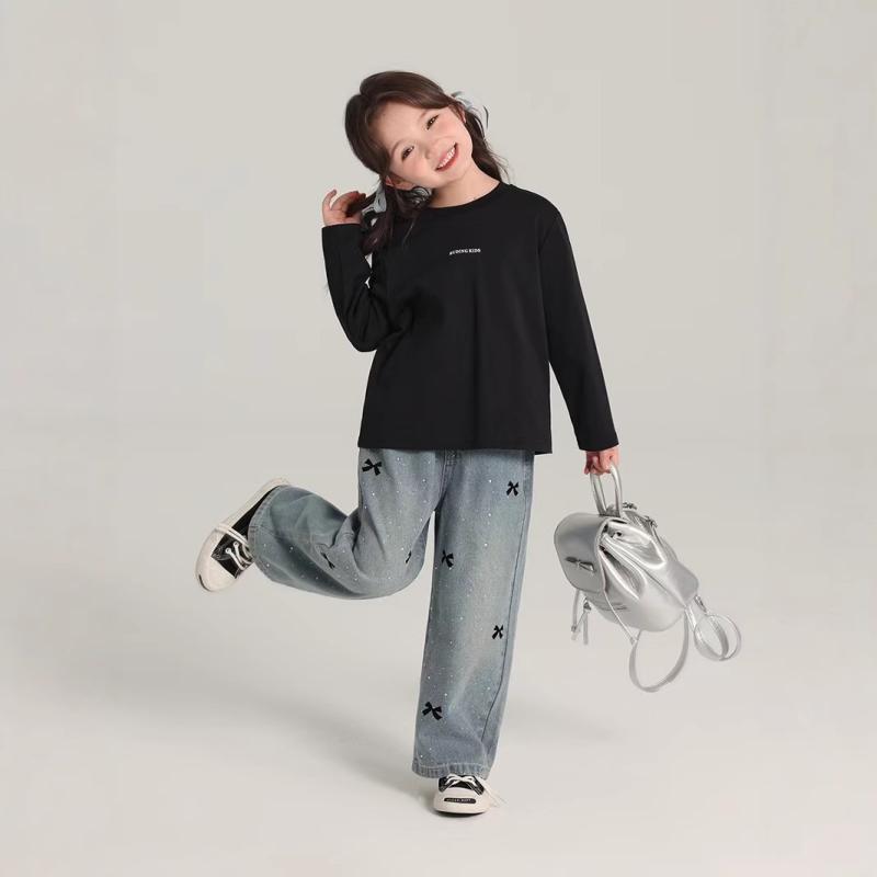 子供服 パンツ 女の子 夏 薄手 ワイドレッグ ジーンズ 小学生 デニム ロングパンツ ゆったり 100cm 110cm 120cm 130cm 140cm 150cm