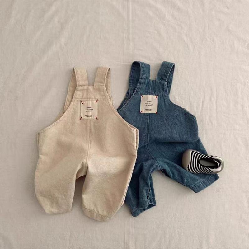 子供服 デニム オーバーオール 春秋 ベビー服 ロングパンツ コットン 伸縮性 ウエストゴム 普段使い かわいい画像