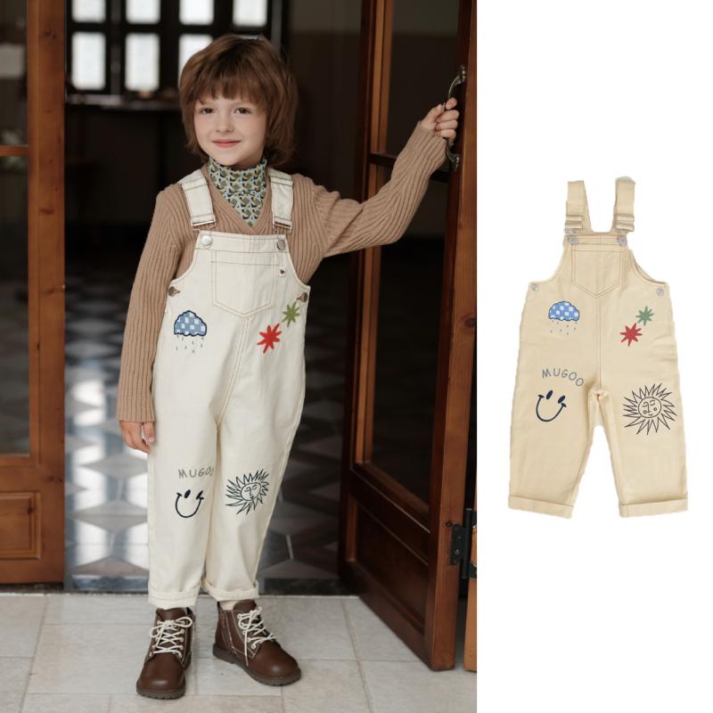 子供服 パンツ 秋冬 子供 背負い式ズボン かわいい 漫画 刺繍 コットン 高腰 長ズボン カジュアルスタイル 中小童 80cm 90cm 100cm 110cm 120cm 130cm