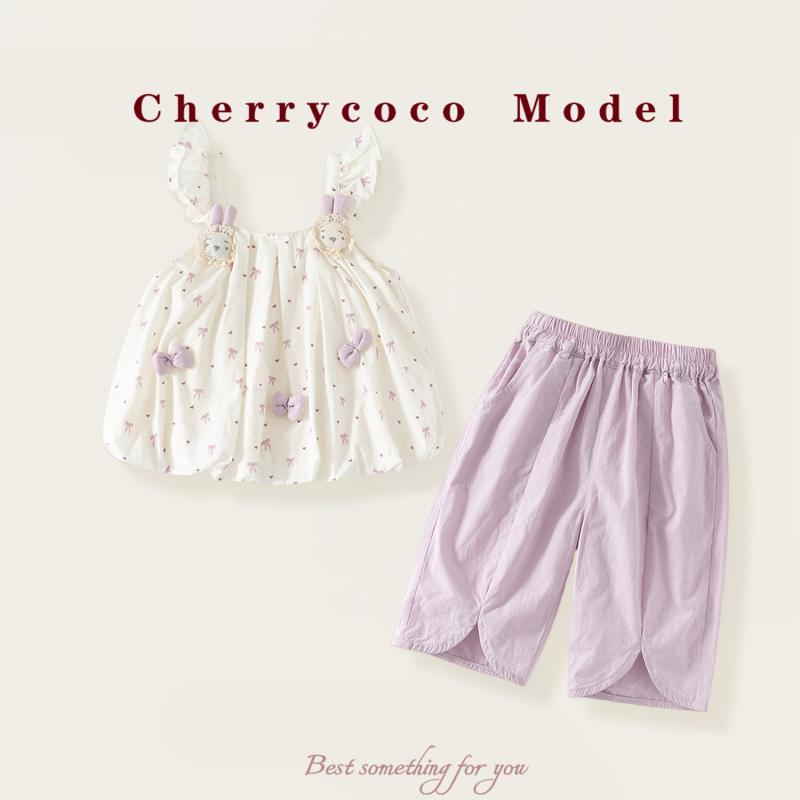 子供服 女の子 夏物 セットアップ キャミソール トップス パンツ 2点セット 薄手 かわいい おしゃれ プリンセススタイル 普段着 部屋着 韓国子供服 ガールズ キッズ ベビー