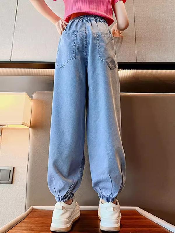 子供服 パンツ 女児 夏物 薄手 デニムパンツ 女の子 カジュアルパンツ ゆったり 調整紐付き 天竺素材 8歳以上 中大児童 スポーツ 普段使い 120cm 130cm 140cm 150cm 160cm 170cm 4,289円