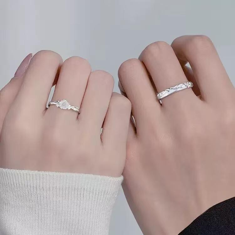 指輪 ペアリング S999 シルバー 高級感 カップル メンズ レディース 花柄 招き猫 ラッキーアイテム 電気メッキ加工 バレンタインデー ギフト