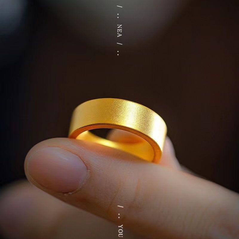 指輪 男女兼用 ペアリング 古法 金メッキ シンプル