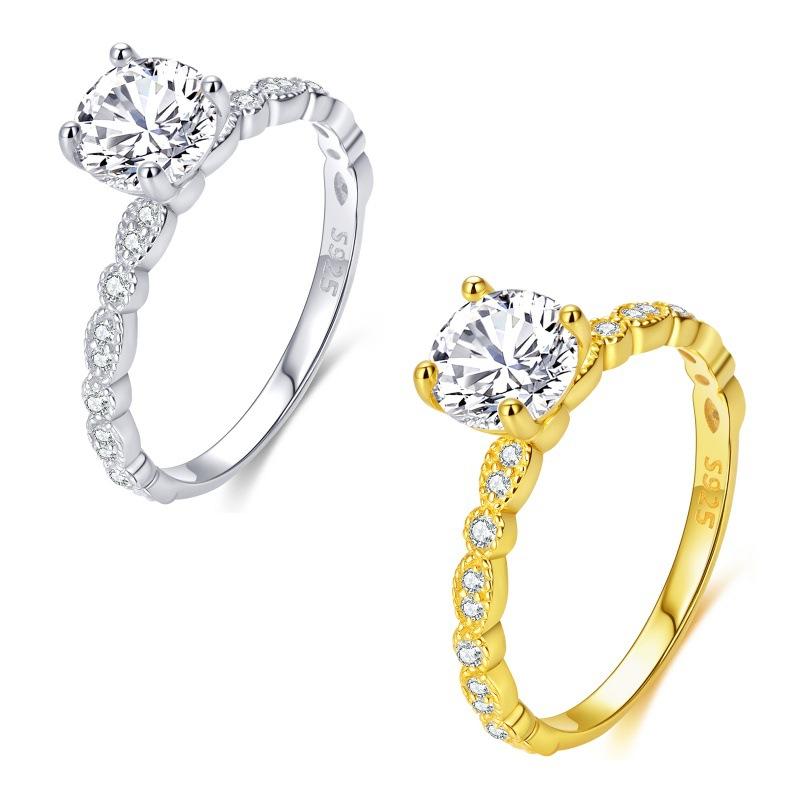 指輪 レディース S925 シルバー ジルコニア ペアリング 結婚指輪 ファッション アクセサリー ギフト 銀色 金色 6号 7号 8号