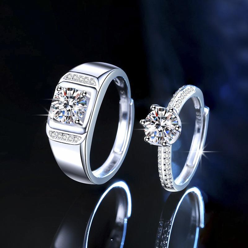 指輪 レディース メンズ S925 シルバー ジルコニア 1カラット 6本爪 ファッションリング ペアリング 結婚指輪 プロポーズ 婚約 幾何学型 アクセサリー 銀色 5,059円