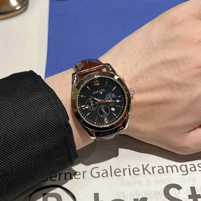 腕時計 メンズ 防水 夜光 スケルトン 学生 レザー クォーツ アナログ 普段使い 男性用 日付 カレンダー ビジネス ファッション ウォッチ｜シャドーテール