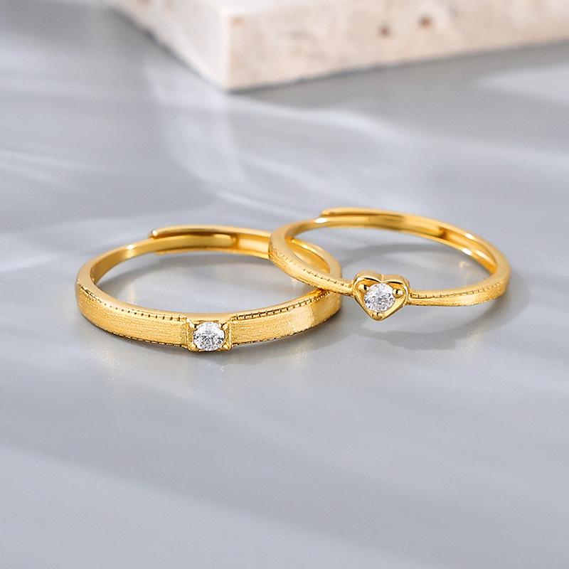 指輪 ペアリング シルバー925 オープンリング ハート ラッキーアイテム カップル 男性用 女性用 白金色 金色