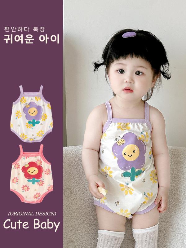 ベビー服 女の子 サロペット ロンパース 春夏 コットン かわいい ノースリーブ 薄手 新生児 幼児 普段使い 出産祝い ギフト ピンク系 パープル