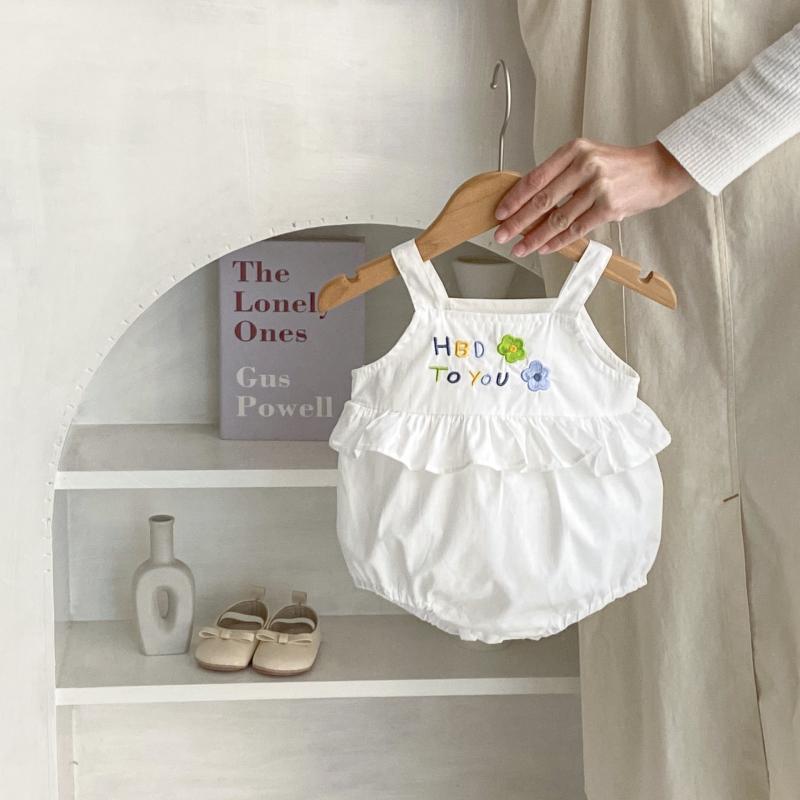 ベビー服 女の子 ロンパース 0歳 1歳 2歳 3歳 コットン 刺繍 ノースリーブ ジャンプスーツ カバーオール 春 A類