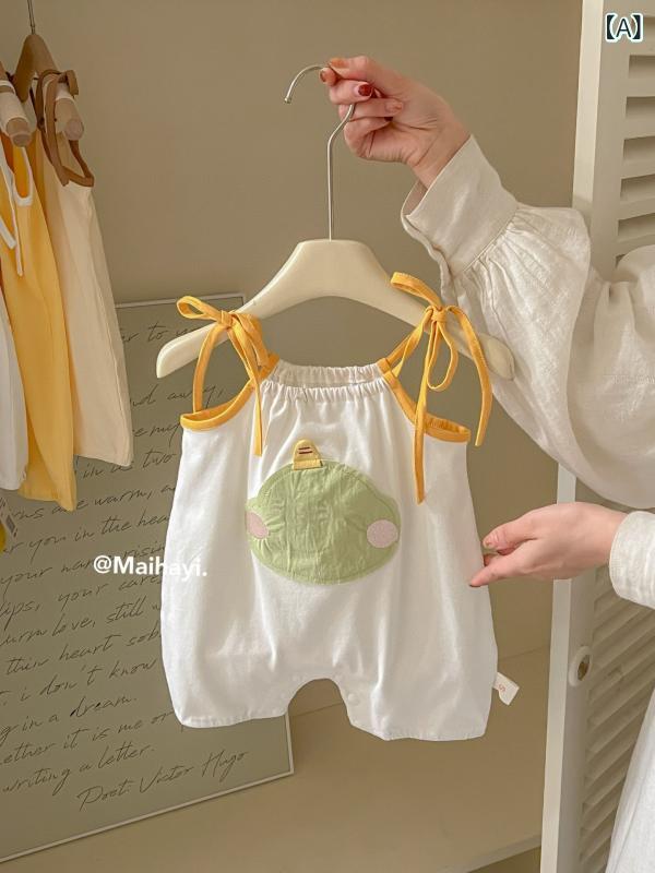 ベビー服 男女兼用 ロンパース 夏 新生児 乳幼児 綿織物 ノースリーブ 押しかぶせる櫂 愛くるしげ 毛の荒物柄 薄っぺら 73 80 85 90