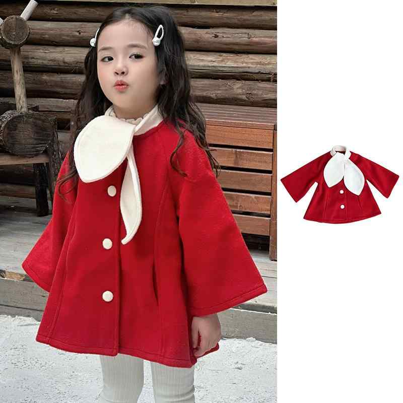 子供服 アウター 秋冬 ウール混 ボアジャケット 女の子 赤色 コート かわいい おしゃれ 新年 90cm 100cm 110cm 120cm