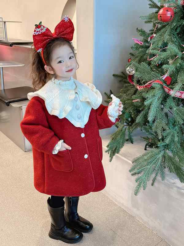 子供服 女の子 アウター 秋冬 子供 コート ジャケット 中綿入り あったか 厚手 かわいい 通園 通学 レッド系