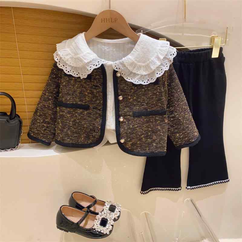 キッズ ジャケット 女の子 小香風 ツイード アウター 韓国風 子供服 ショート丈 長袖 ガールズ トップス 通園 通学