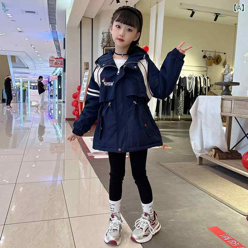 子供服 アウター ガールズ 中綿コート 秋冬 厚手 防寒 フード付き 女の子 キッズ 中綿ジャケット 110cm 120cm 130cm 140cm 150cm 160cm 170cm 紺色