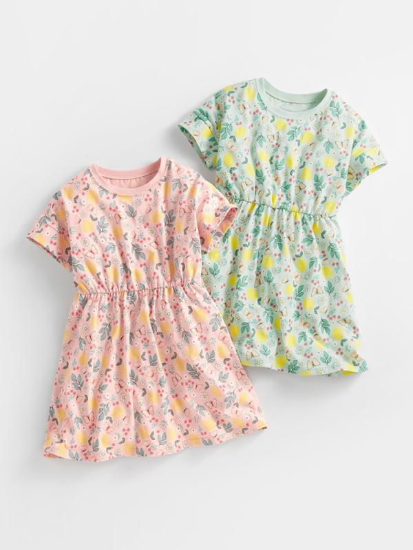 ワンピース キッズ 女の子 子供服 半袖 花柄 Aライン 薄手 かわいい 綿100% 春夏 グリーン ピンク系 100 110 120 130 140 150 160