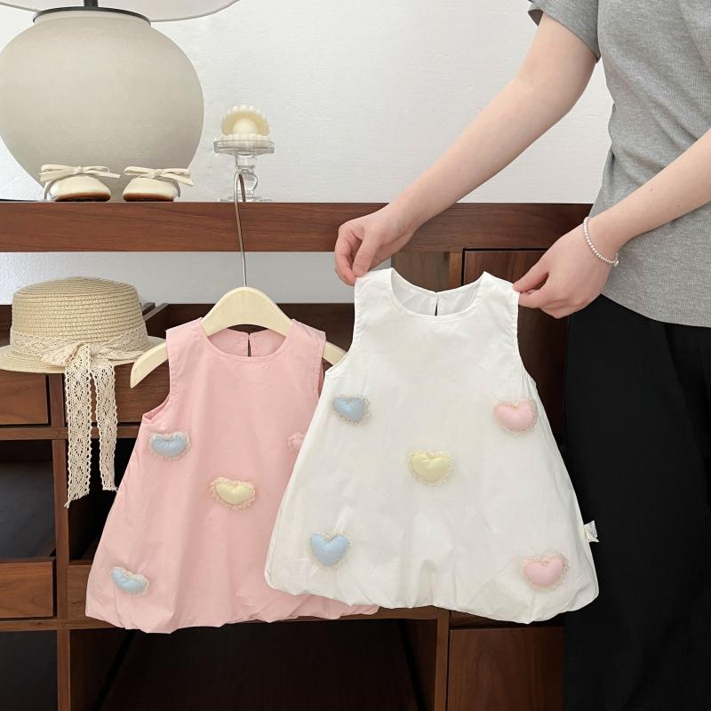 ワンピース 女児 ベビー 夏 Aライン プリンセス ピンク系 コットン かわいい チュール 接触冷感 ノースリーブ 礼服