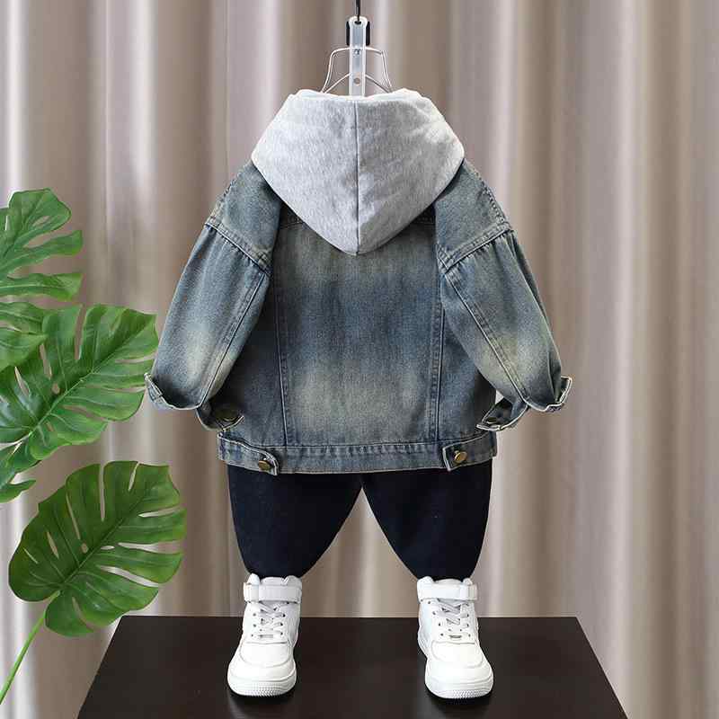 子供服 デニムジャケット 男の子 秋 アウター 取り外し可能 フード付き Gジャン 韓国風 トップス ボーイズ 子供 春秋 カジュアル おしゃれ 90cm 100cm 110cm 120cm 130cm 140cm 150cm