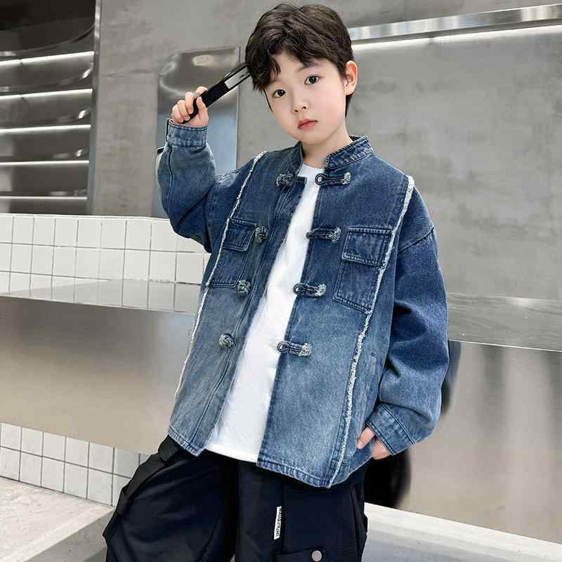 子供服 ジャケット 男の子 デニムジャケット 春物 アウター グラデーション 8歳以上 140cm以上 ポリエステル 長袖 カジュアル