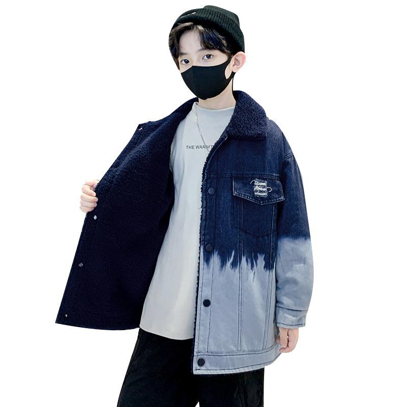 子供服 男の子 裏起毛 ジャケット 冬服 厚手 子供用 デニム シャツ アウター 普段着 通学 120cm 130cm 140cm 150cm 160cm 170cm