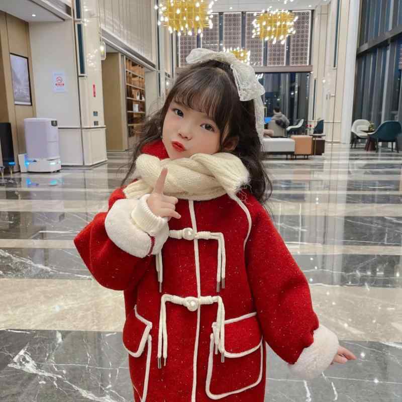 子供服 女の子 ウール コート 冬 ベビー 赤色 アウター 厚手 裏起毛 幼児 上着 普段着 お出かけ 記念日