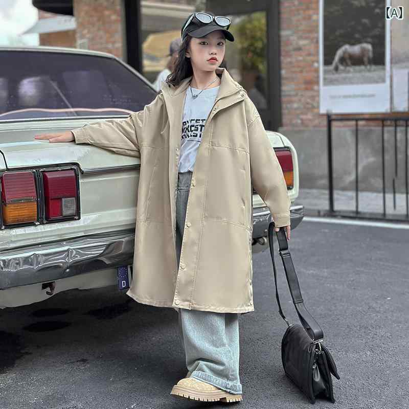 子供服 ジャケット 女の子 春秋 ロング丈 トレンチコート おしゃれ かわいい 韓国風 アウター ゆったり ポリエステル
