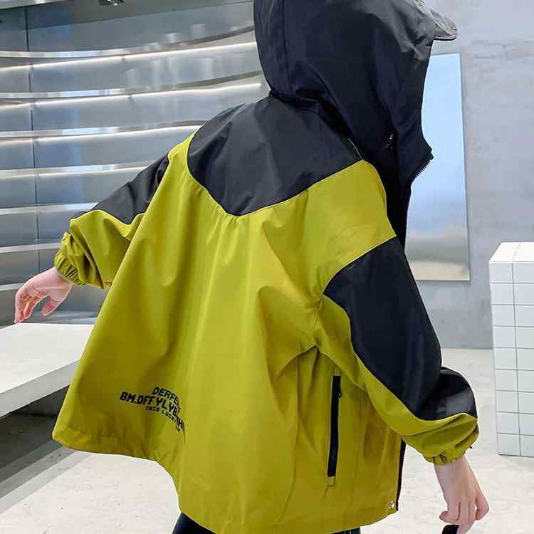 キッズ アウター 子供服 ウィンドブレーカー 防寒 ジャンパー 中綿入り 男の子 ボーイズ カジュアル イエロー 120cm 130cm 140cm 150cm 160cm 170cm