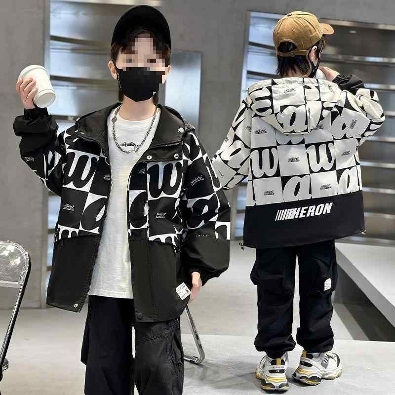 子供服 アウター 春秋 男の子 ウィンドブレーカー フード付き ジャンパー おしゃれ カジュアル 大童 ボーイズ ジャケット 120 130 140 150 160 170 180