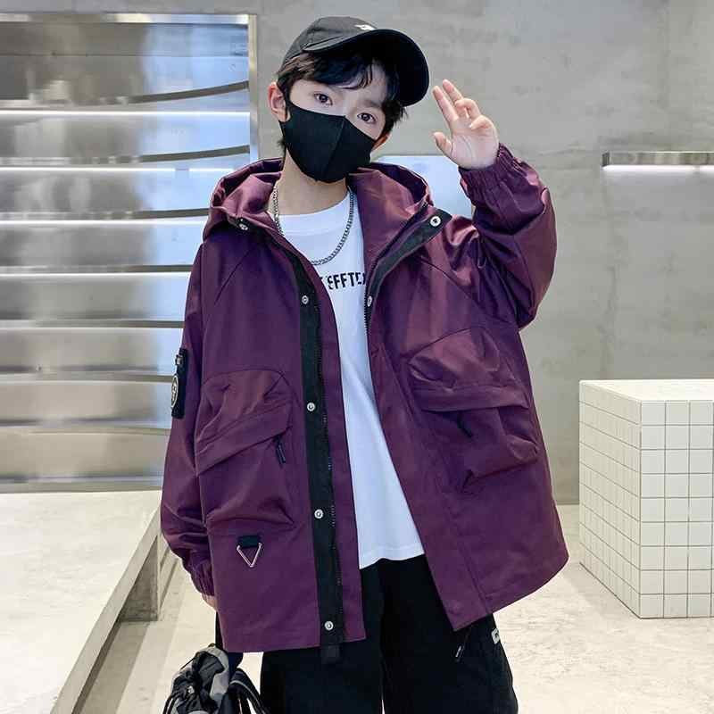 子供服 男の子用 ジャケット 春物 子供用 アウター 春秋 中大童 ワークジャケット ウィンドブレーカー 紫 黒 120cm 130cm 140cm 150cm 160cm 170cm