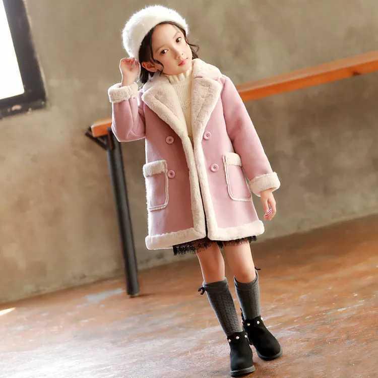 子供服 女の子用 アウター コート 韓国風 厚手 メルトン フリース裏地 秋冬 中綿入り 110cm 120cm 130cm 140cm 150cm 160cm ブルー ピンク